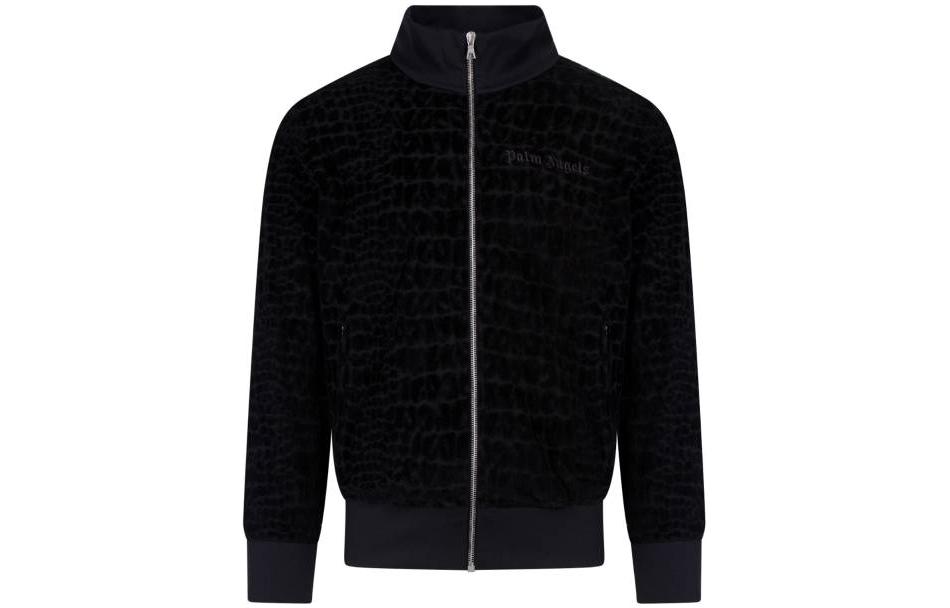 PALM ANGELS FW22  Black Letter Print Zip-Up High Neck Sweatshirt. PMBD001F22FAB0101001