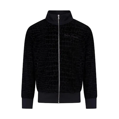 PALM ANGELS FW22 Black Letter Print Zip-Up High Neck Sweatshirt. PMBD001F22FAB0101001