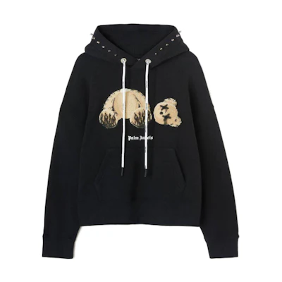 PALM ANGELS FW22 Black Logo Print Pullover Hoodie. PMBB058F22FLE0021060