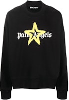 PALM ANGELS FW22 Black Logo Star Print Crewneck Sweatshirt. PMBA026C99FLE0081018 PALM ANGELS FW22 Black Logo Star Print Crewneck Sweatshirt. PMBA026C99FLE0081018
