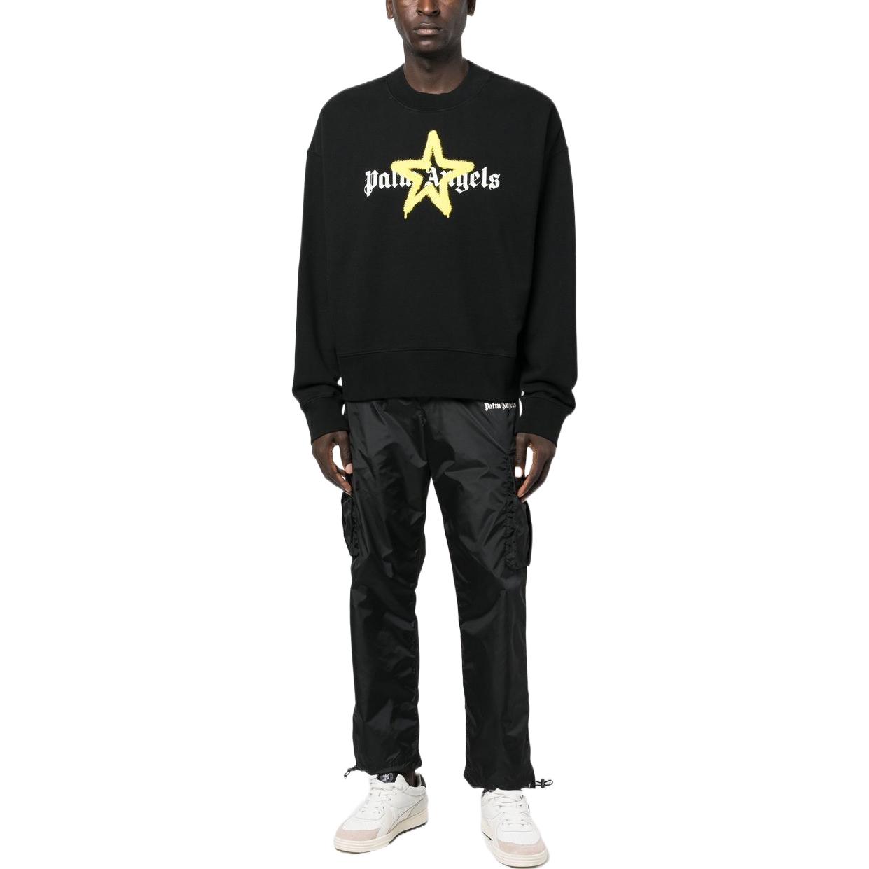 Lookbook PALM ANGELS FW22 Logo Bintang Hitam Sweatshirt Crewneck. PMBA026C99FLE0081018