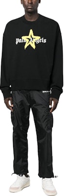 PALM ANGELS FW22 Logo Bintang Hitam Sweatshirt Crewneck. PMBA026C99FLE0081018 Lookbook PALM ANGELS FW22 Logo Bintang Hitam Sweatshirt Crewneck. PMBA026C99FLE0081018