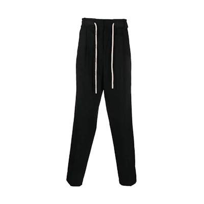 Palm Angels FW22 Black Solid Drawstring Track Pants with Side Stripes. PMCA112F22FAB0011010