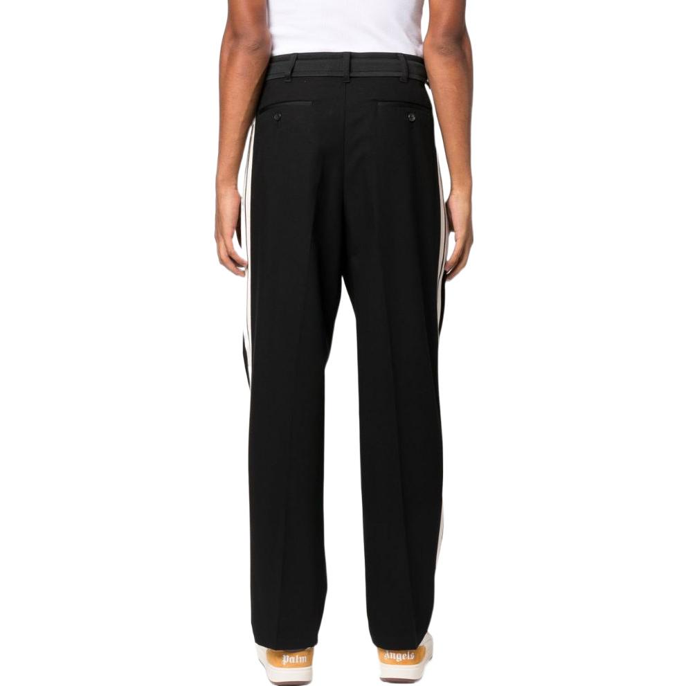 Purchase Palm Angels FW22  Black Solid Drawstring Track Pants with Side Stripes. PMCA112F22FAB0011010