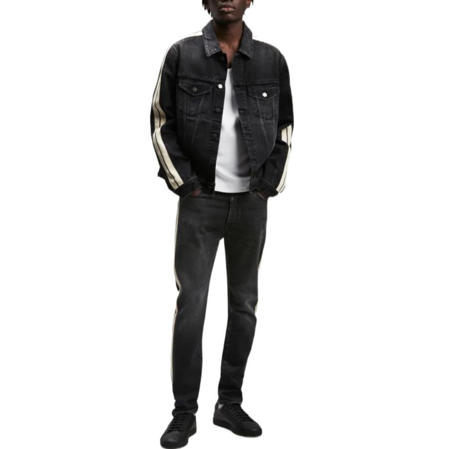 Lookbook PALM ANGELS FW22  Black Washed Striped Denim Jeans - Fall Collection. PMYA028C99DEN0021001