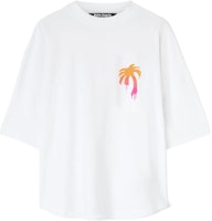 Palm Angels FW22 Gradient Logo Spray Effect Tee White PMAA002F22JER0040132 Palm Angels FW22 Gradient Logo Spray Effect Tee White PMAA002F22JER0040132