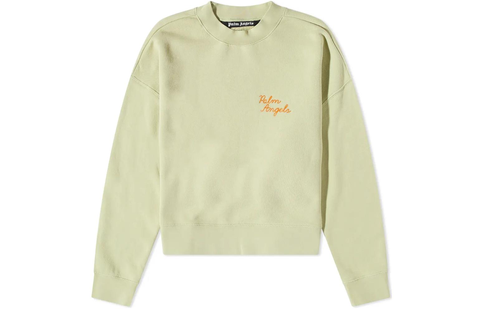 PALM ANGELS FW22  Green Logo Embroidered Crewneck Sweatshirt. PMBA026F22FLE0085155