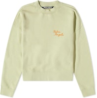 PALM ANGELS FW22 Green Logo Embroidered Crewneck Sweatshirt. PMBA026F22FLE0085155 PALM ANGELS FW22 Green Logo Embroidered Crewneck Sweatshirt. PMBA026F22FLE0085155