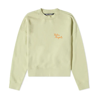 PALM ANGELS FW22 Green Logo Embroidered Crewneck Sweatshirt. PMBA026F22FLE0085155