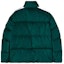 Lookbook PALM ANGELS FW22 Green Puffer Jacket with Solid Stripes and Logo Print. PMED019F22FAB0015501