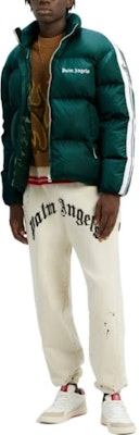 PALM ANGELS FW22 Green Puffer Jacket with Solid Stripes and Logo Print. PMED019F22FAB0015501 Shop PALM ANGELS FW22 Green Puffer Jacket with Solid Stripes and Logo Print. PMED019F22FAB0015501