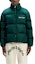 Details for PALM ANGELS FW22 Green Puffer Jacket with Solid Stripes and Logo Print. PMED019F22FAB0015501