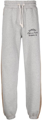 Palm Angels FW22 Grey Slogan Embroidered Jogger Sweatpants with Stripes. PMCH015F22FLE0010810MELANGE Buy Palm Angels FW22 Grey Slogan Embroidered Jogger Sweatpants with Stripes. PMCH015F22FLE0010810MELANGE