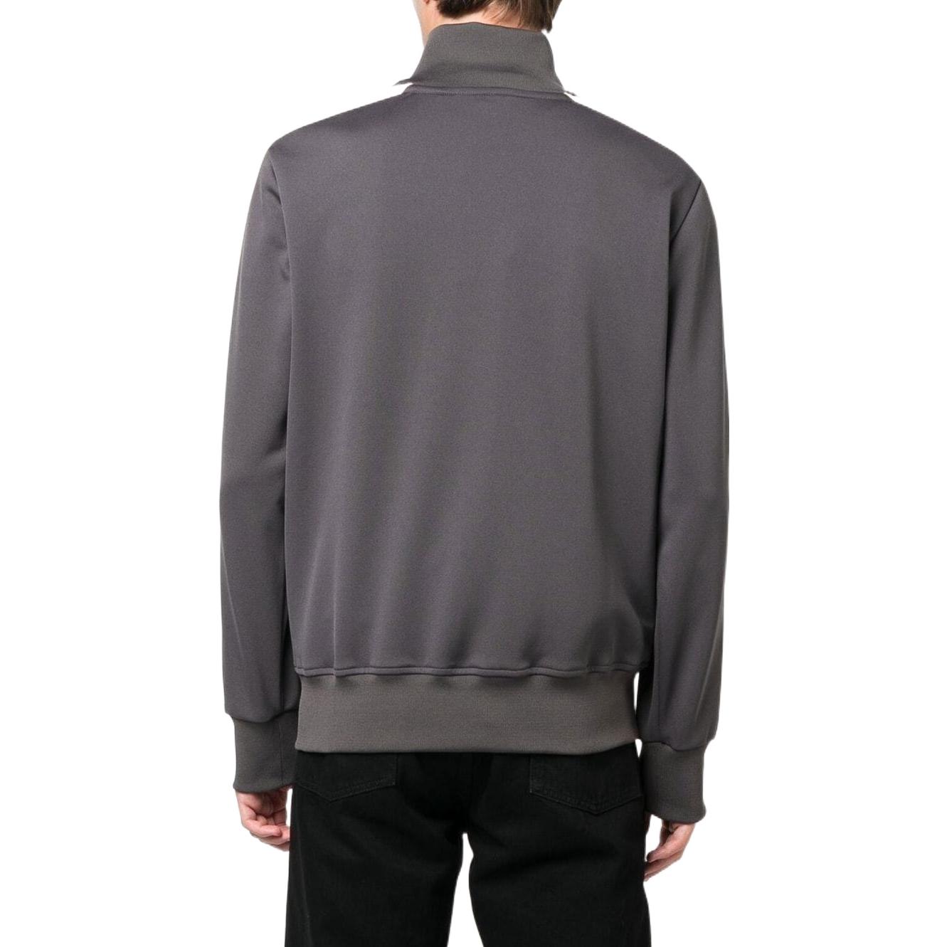 Shop Palm Angels FW22  Grey Striped Logo Print Zip-Up Track Jacket. PMBD001F22FAB0020703