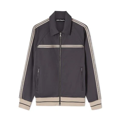 Palm Angels FW22 Striped Zip-Up Jacket Dark Grey. PMBD038F22FAB0010703
