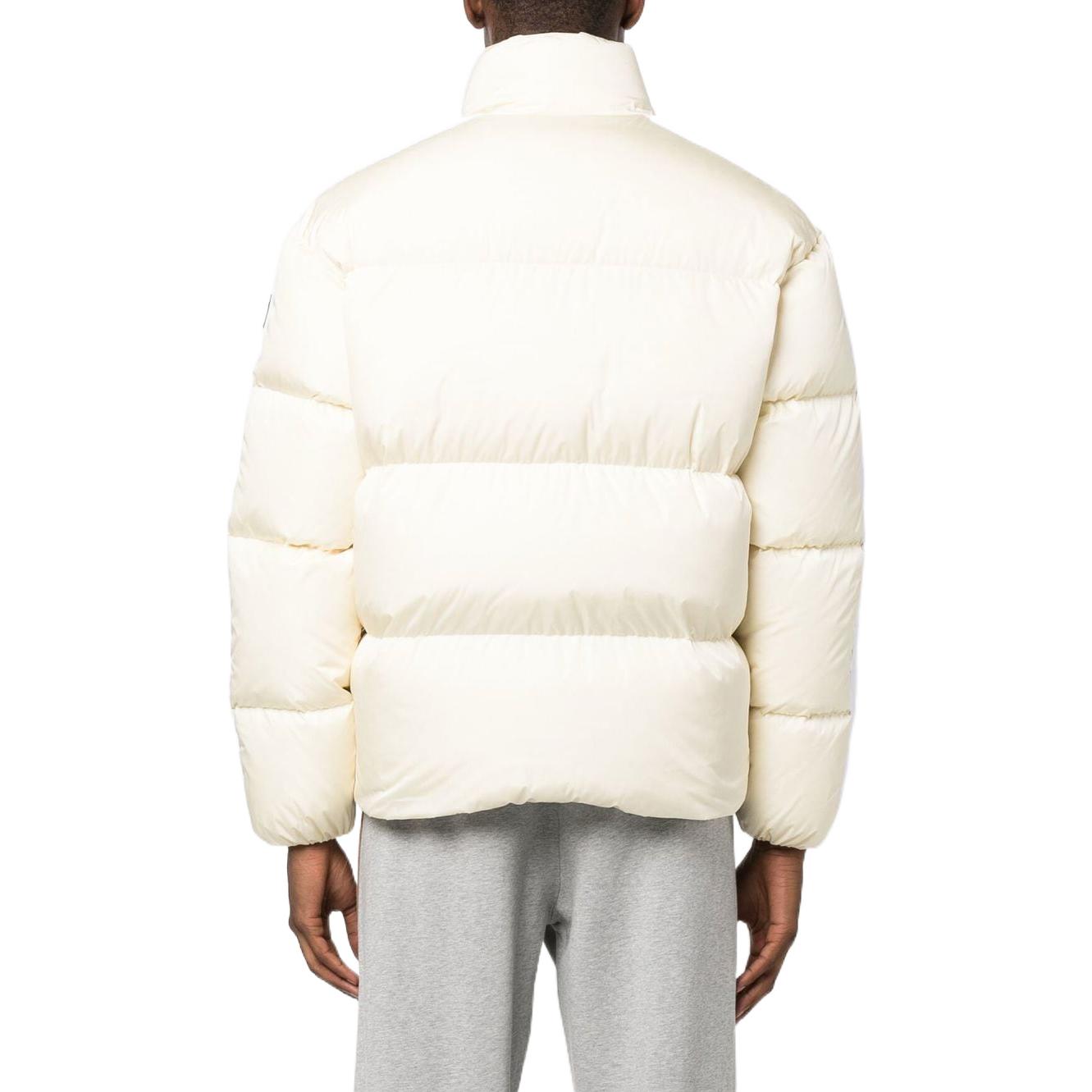Lookbook PALM ANGELS FW22  White Logo Puffer Jacket with Striped Trim. PMED019F22FAB0010401