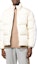 Shop PALM ANGELS FW22 White Logo Puffer Jacket with Striped Trim. PMED019F22FAB0010401