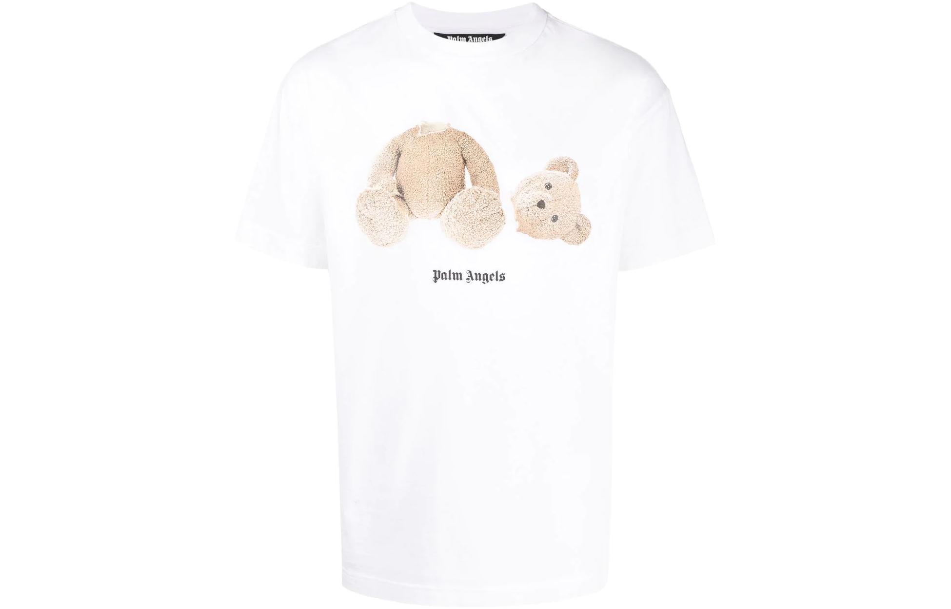 PALM ANGELS FW22 Bear Graphic Print Casual White T-Shirt for Men PMAA001C99JER0140160 圖 2