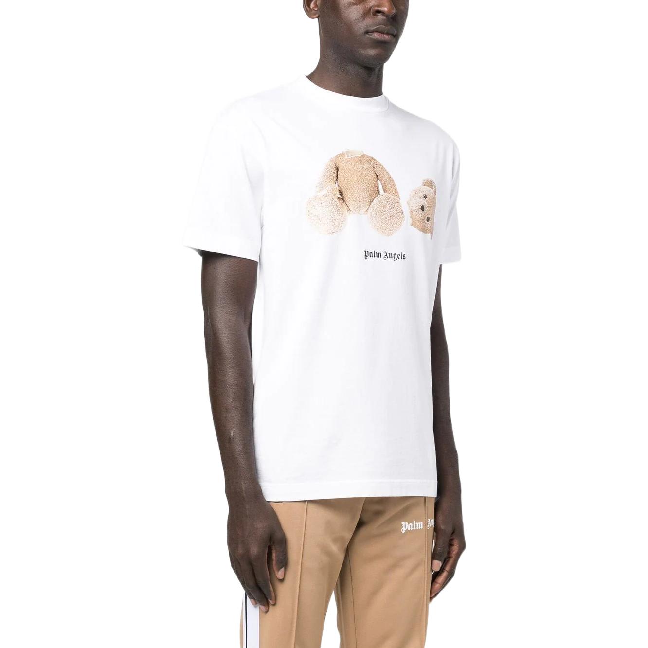 PALM ANGELS FW22 Bear Graphic Print Casual White T-Shirt for Men PMAA001C99JER0140160 圖 5