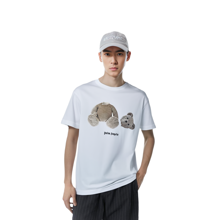 PALM ANGELS FW22 Bear Graphic Print Casual White T-Shirt for Men PMAA001C99JER0140160 圖 6