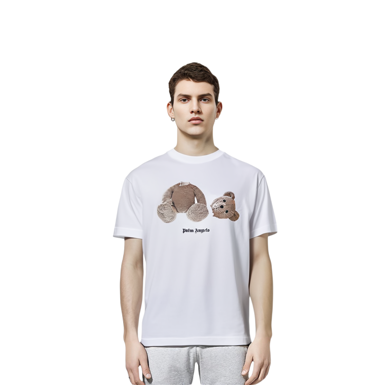 PALM ANGELS FW22 Bear Graphic Print Casual White T-Shirt for Men PMAA001C99JER0140160 圖 7