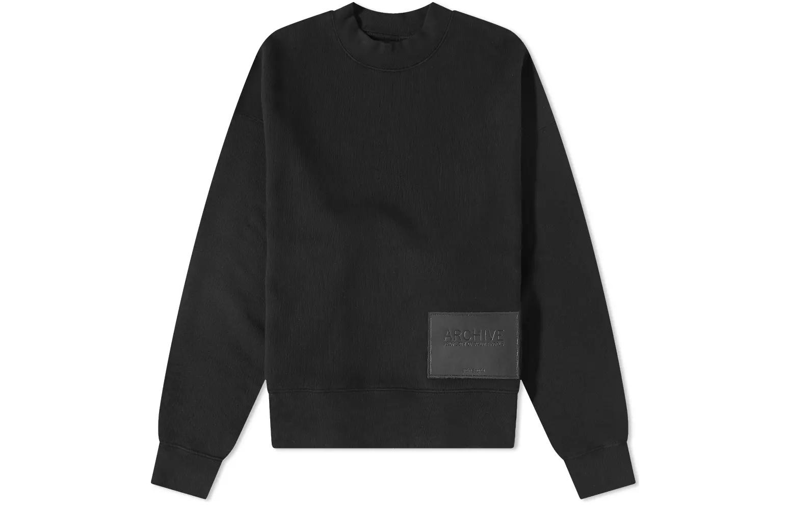 Palm Angels FW22 Black Crewneck Sweatshirt with Logo Patch - Long Sleeve PMBA026F21FLE0091010