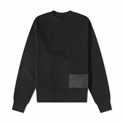 Palm Angels FW22 Black Crewneck Sweatshirt with Logo Patch - Long Sleeve PMBA026F21FLE0091010