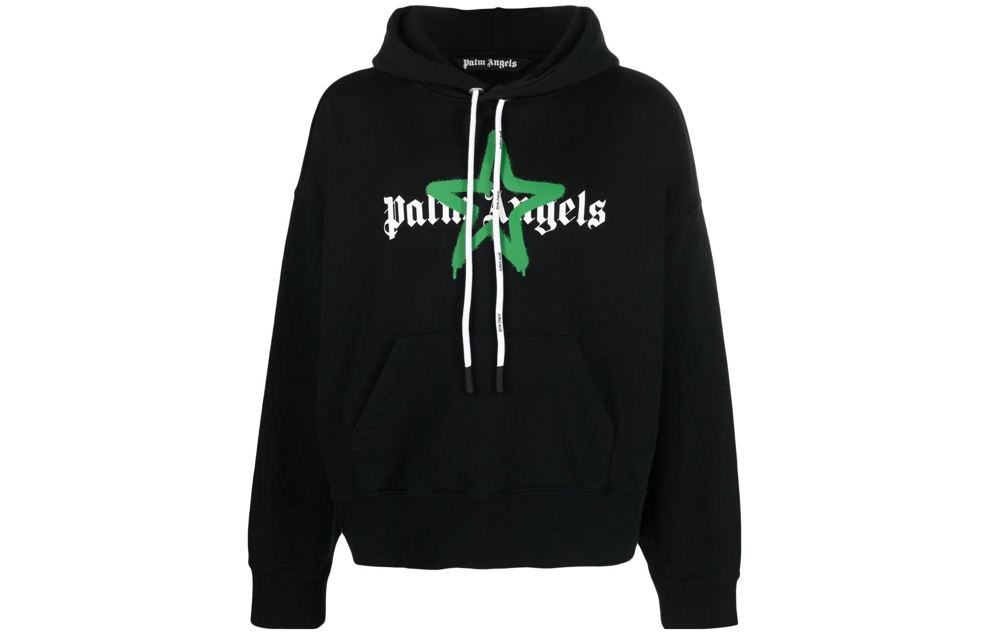 Order Palm Angels FW22 Black Graphic Logo Pullover Hoodie PMBB058C99FLE0071055