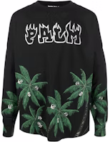 PALM ANGELS FW22 Black Pullover Sweatshirt with Plant Logo and Letter Print Men’s. PMAB001S23JER0021055 PALM ANGELS FW22 Black Pullover Sweatshirt with Plant Logo and Letter Print Men’s. PMAB001S23JER0021055