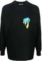Palm Angels FW22 Botanical Print Black Long Sleeve Crewneck Tee PMAB001F22JER0031055 Palm Angels FW22 Botanical Print Black Long Sleeve Crewneck Tee PMAB001F22JER0031055