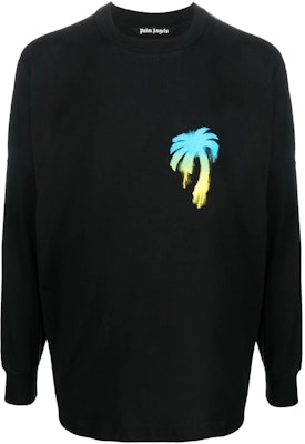 Palm Angels FW22 Camiseta Negra Manga Larga con Estampado Botánico. PMAB001F22JER0031055 Buy Palm Angels FW22 Camiseta Negra Manga Larga con Estampado Botánico. PMAB001F22JER0031055