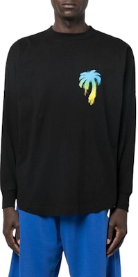 Palm Angels FW22 Camiseta Negra Manga Larga con Estampado Botánico. PMAB001F22JER0031055 Lookbook Palm Angels FW22 Camiseta Negra Manga Larga con Estampado Botánico. PMAB001F22JER0031055
