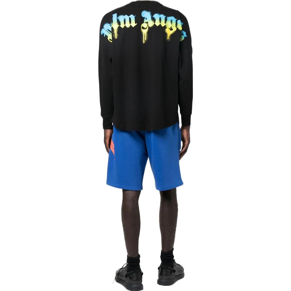 Shop Palm Angels FW22 Camiseta Negra Manga Larga con Estampado Botánico. PMAB001F22JER0031055