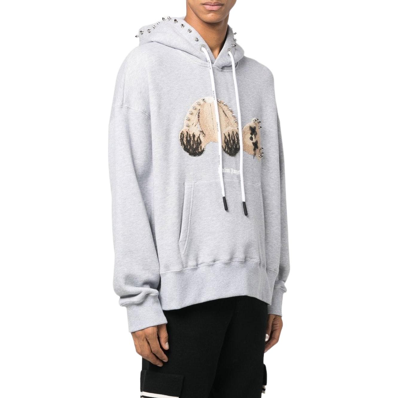 Purchase PALM ANGELS 2022秋冬卡通图案铆钉连帽衫男士灰色长袖上衣 PMBB058F22FLE0010560