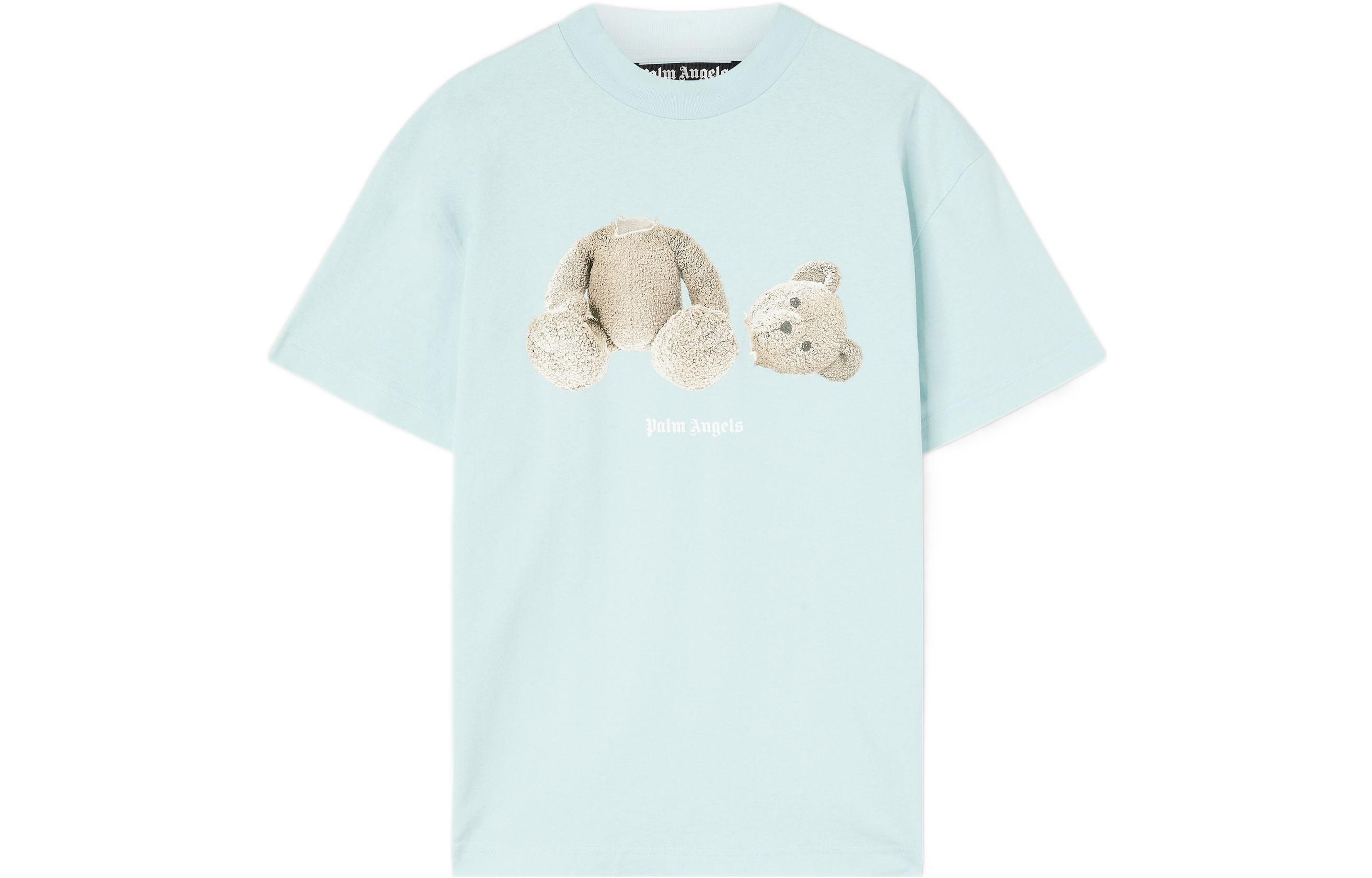 Buy PALM ANGELS FW22 Cartoon Print Crewneck T-Shirt Unisex Light Blue PMAA001C99JER0144060
