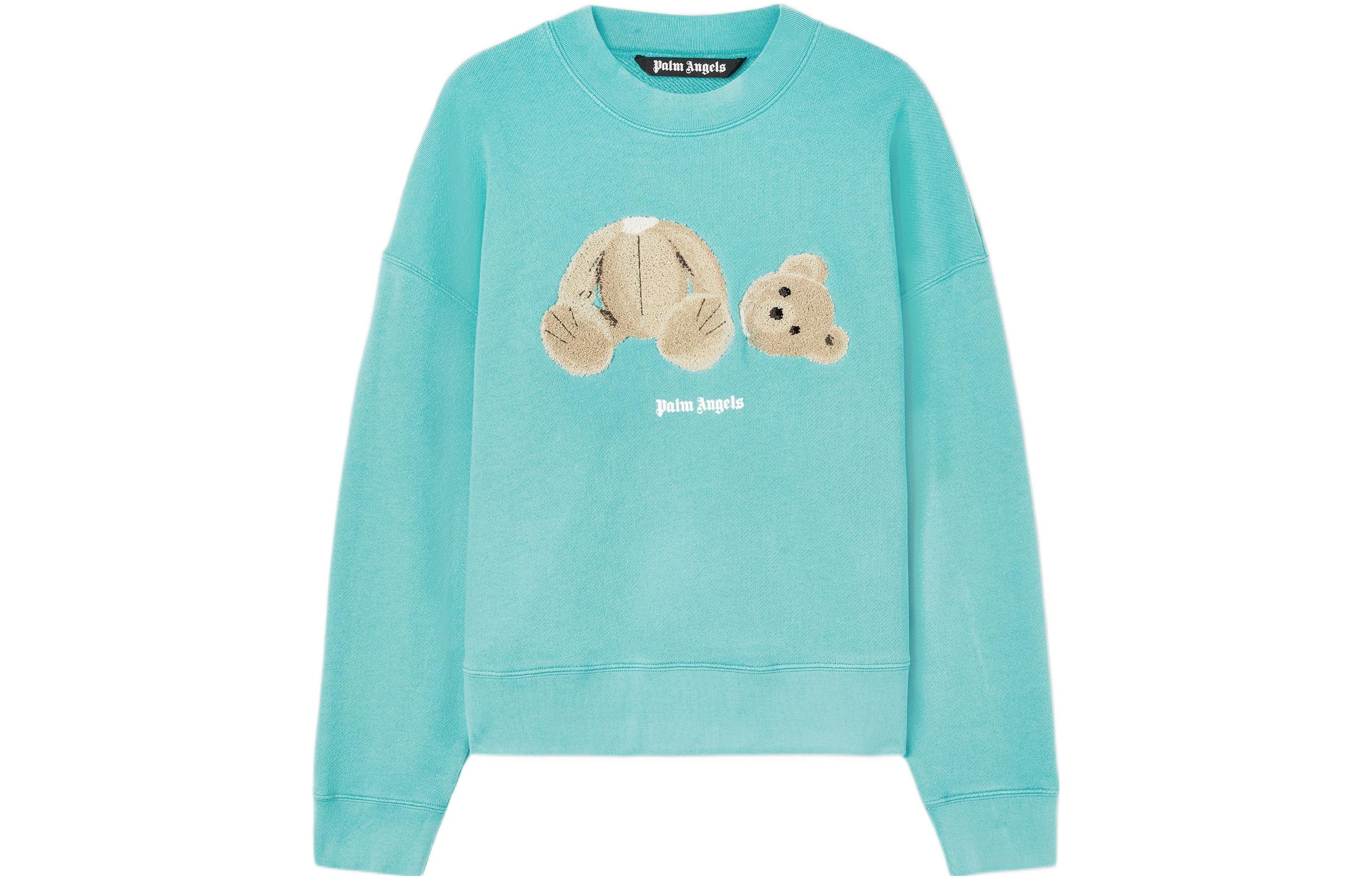 Palm Angels FW22 Cartoon Print Pullover Crewneck Sweatshirt Blue Unisex PMBA026C99FLE0054360