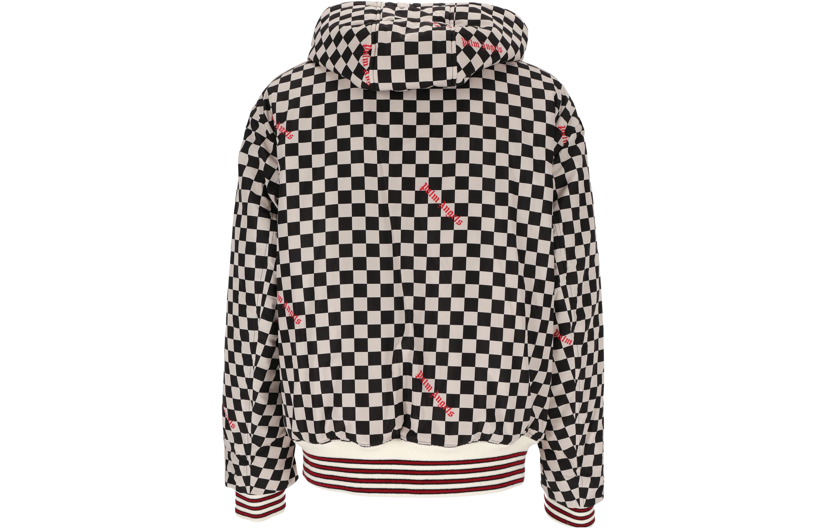 PALM ANGELS FW22 Checkered Logo Zip Hoodie Jacket Black/White Men. PMEA225F22FAB0011025 圖 3