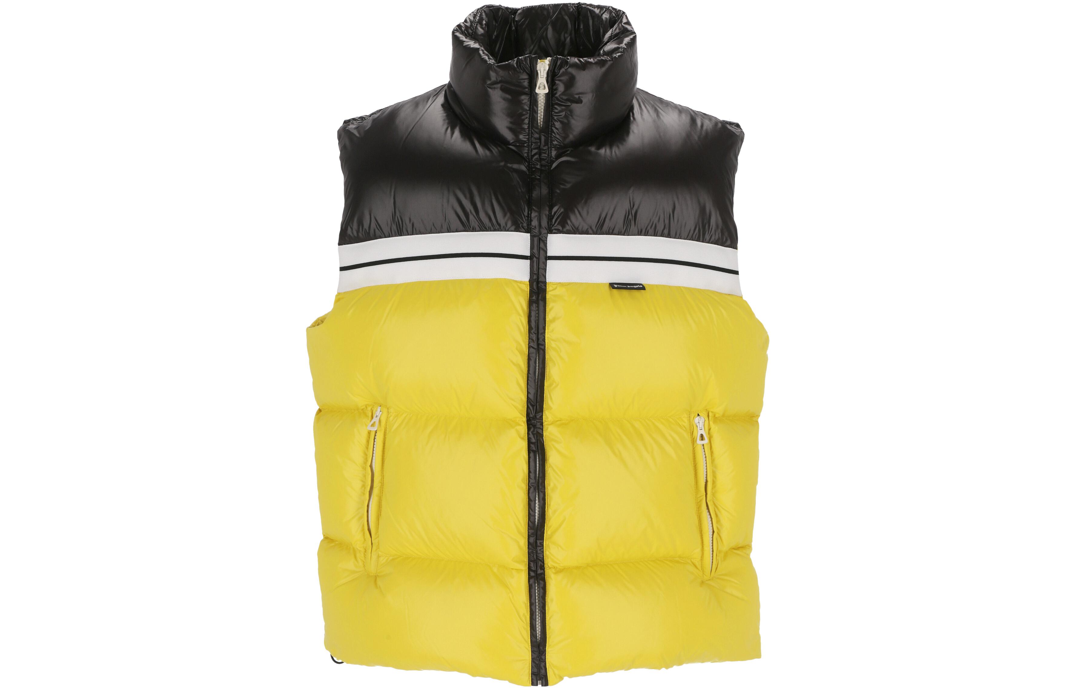 Order PALM ANGELS FW22 Colorblock Quilted Puffer Zip Vest Yellow - . PMED018F22FAB0011810