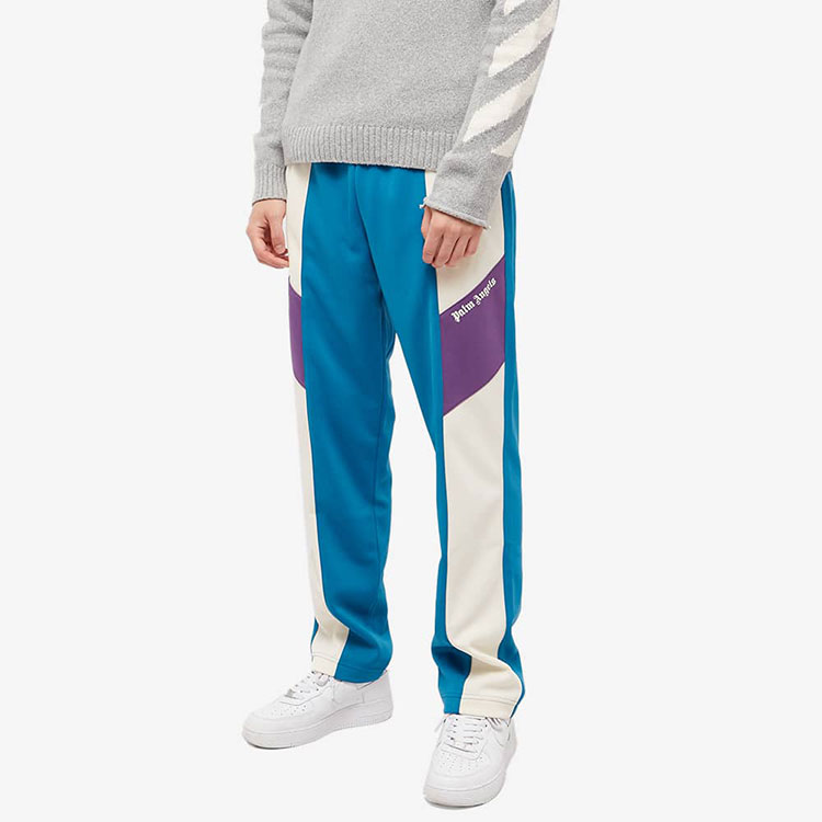 Lookbook PALM ANGELS FW22 藍色拼色直筒運動長褲 秋季款 PMCJ003F22FAB0014703