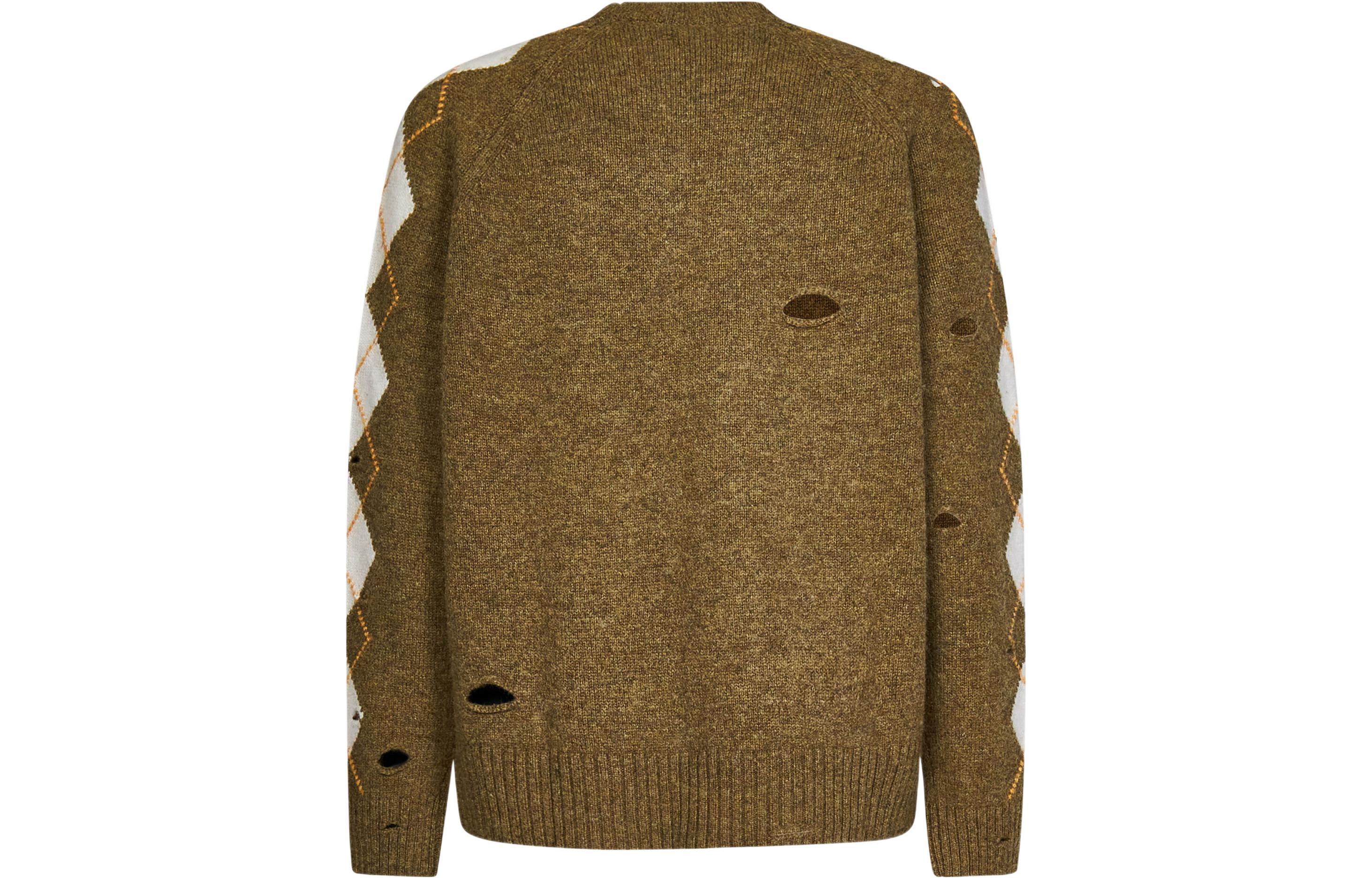 Lookbook Palm Angels FW22 Distressed Argyle Knit Pullover Sweater Brown . PMHE042F22KNI0015603