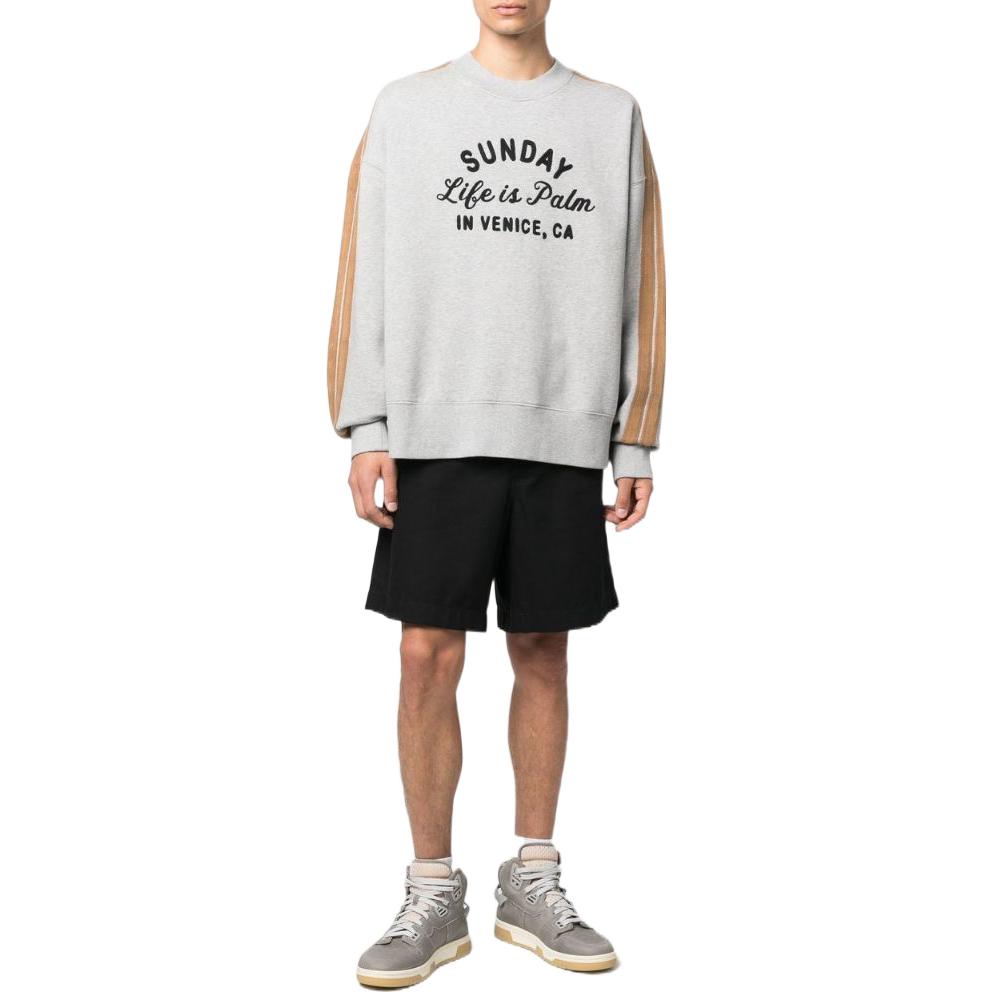 Palm Angels FW22 Embroidered Stripe Crewneck Pullover Sweatshirt Grey Men. PMBA067F22FLE00108100810 圖 3