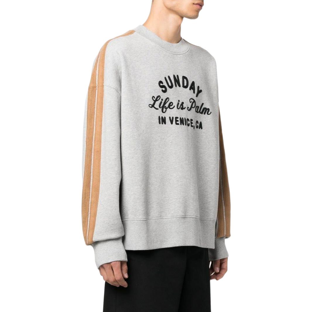 Palm Angels FW22 Embroidered Stripe Crewneck Pullover Sweatshirt Grey Men. PMBA067F22FLE00108100810 圖 5