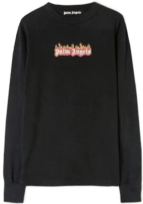 PALM ANGELS FW22 Flame Logo Hitam Lengan Panjang Crewneck Tee Pria. PMAB002F22JER0021001 Buy PALM ANGELS FW22 Flame Logo Hitam Lengan Panjang Crewneck Tee Pria. PMAB002F22JER0021001
