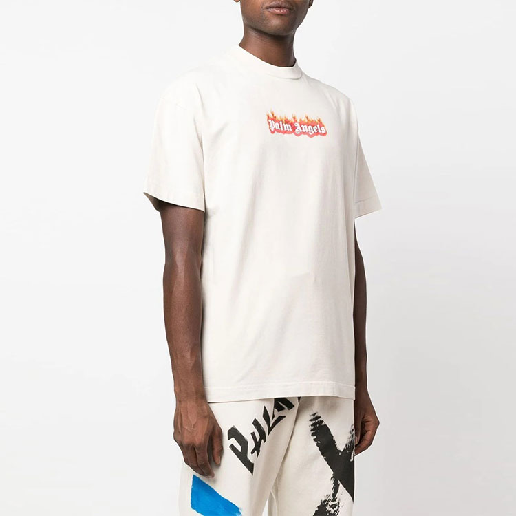 PALM ANGELS FW22 Flame Logo Graphic Crewneck T-Shirt Men’s Off-White. PMAA072F22JER0040310 圖 5