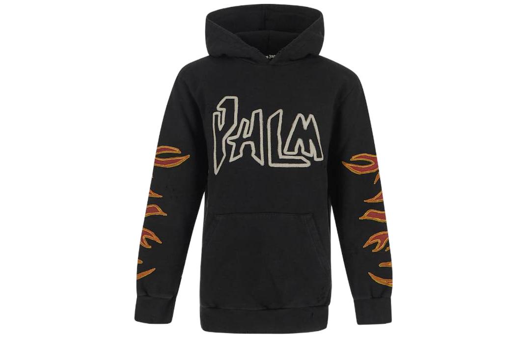 PALM ANGELS FW22 Flame Logo Print Black Hoodie Men’s Long Sleeve. PMBB117F22FLE0021001 圖 2