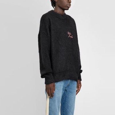 パームエンジェルス FW22 ロゴ刺繍 クルーネック セーター ブラック PMHE007F22KNI0021032 Details for パームエンジェルス FW22 ロゴ刺繍 クルーネック セーター ブラック PMHE007F22KNI0021032