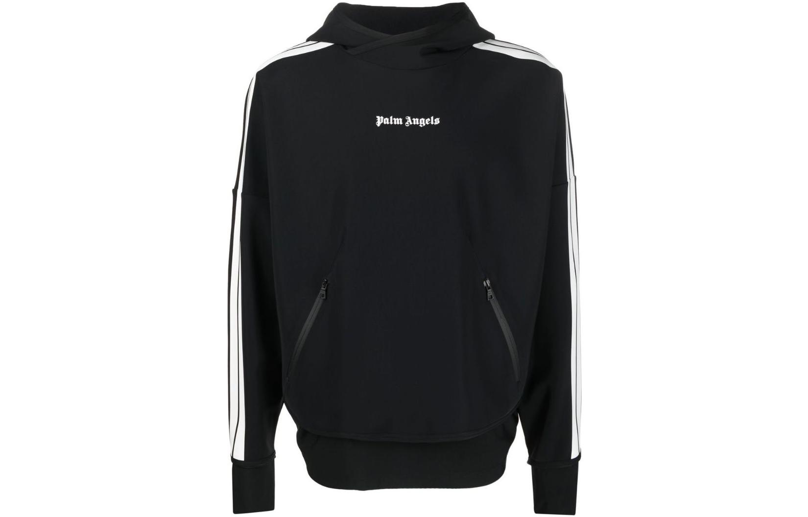 Palm Angels FW22 Logo Print Black Pullover Hoodie Men PMVE001F22FAB00110011001
