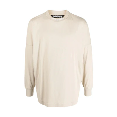 Palm Angels FW22 Logo Print Long Sleeve Sweatshirt Men’s Beige PMAB001C99JER0046101