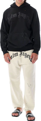 Palm Angels FW22 Logo Print Pullover Hoodie Black Menswear PMBB117F22FLE0041010 Lookbook Palm Angels FW22 Logo Print Pullover Hoodie Black Menswear PMBB117F22FLE0041010