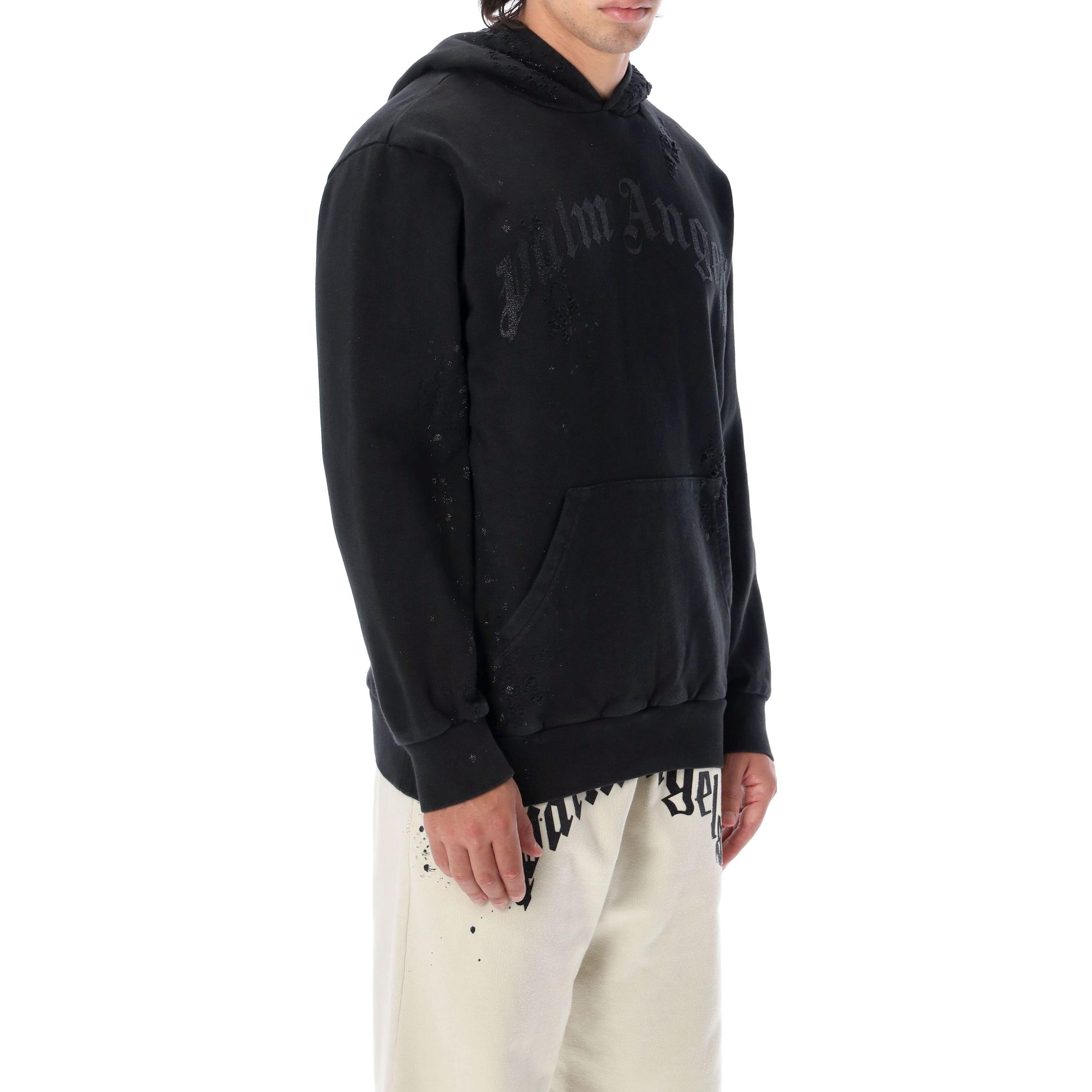 Purchase Palm Angels FW22 Logo Print Pullover Hoodie Black Menswear PMBB117F22FLE0041010